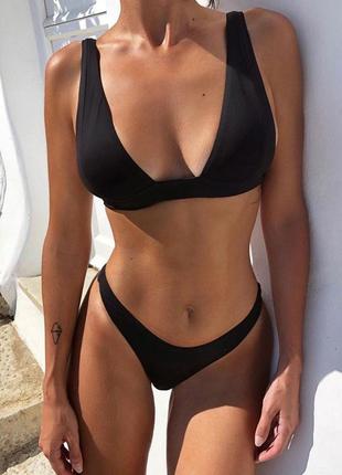 Купальник женский раздельный черный 2534