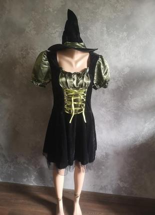 Карнавальный костюм платье шляпа колпак ведьма м 44