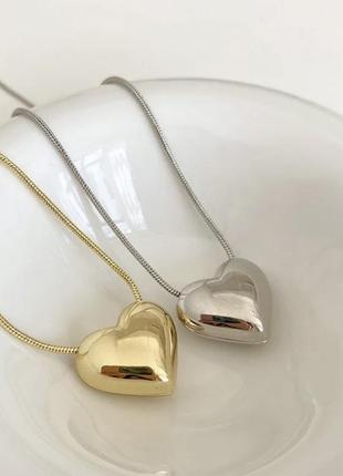 Сердечко на цепочке серебряное сердечко золотое сердечко