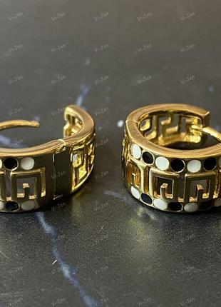 Женские позолоченные серьги-конго (кольца) xuping 18к с эмалью и позолотой