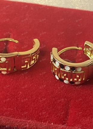 Женские позолоченные серьги-конго (кольца) xuping 18к с эмалью и позолотой7 фото