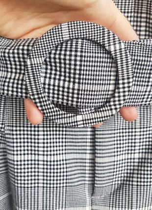 Нові сірі штани в клітинку з високою посадку клітчаті брюки з поясом bershka xxs4 фото