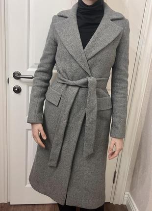 Пальто шерсть 100% цвет серый