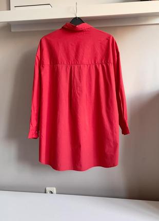 Красная хлопковая рубашка-оверсайз2 фото