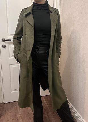 Тренч zara цвет хаки 4