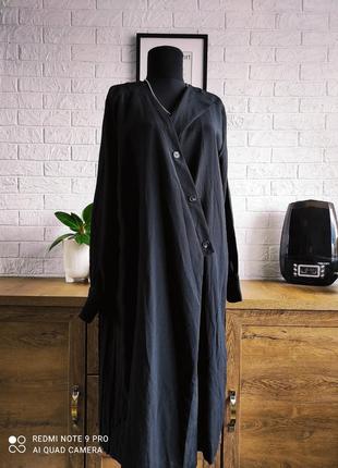 Сукня  плаття 👗 чорна дизайнерська на запах  пліссе міді, вовна,m,l,38,421 фото