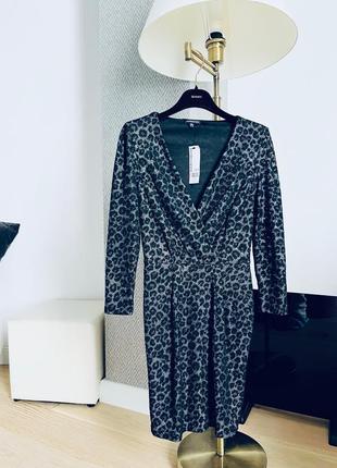 Новое красивое платье warehouse леопард и серебро в стиле wolford