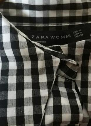 Zara zara women стильна сорочка рубашка клітинка накладний карман оверсайз бренд zara, р.м.5 фото