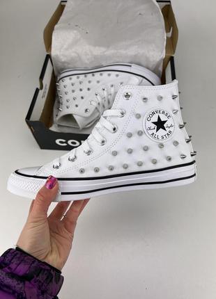 Кеди converse chuck taylor all star studded a06444c white, оригінальні кеди конверс з шипами