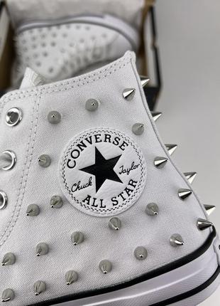 Кеды converse chuck taylor all star studded a06444c white, оригинальные кеды конверс с шипами3 фото