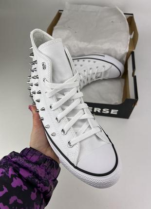 Кеды converse chuck taylor all star studded a06444c white, оригинальные кеды конверс с шипами5 фото