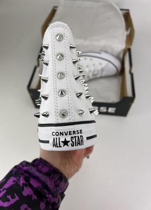 Кеды converse chuck taylor all star studded a06444c white, оригинальные кеды конверс с шипами4 фото