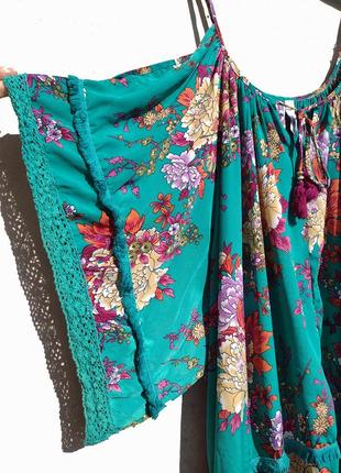 Длинная красивая яркая туника блуза с цветами tu франция4 фото