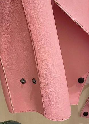 Куртка косуха короткая розовая эко кожа3 фото