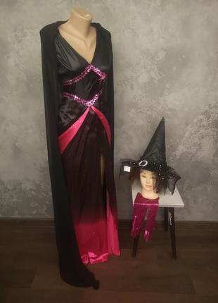 Карнавальный костюм платье шляпа ведьма m l 44 46 хелоуин хэлоуин косплей перчатки6 фото