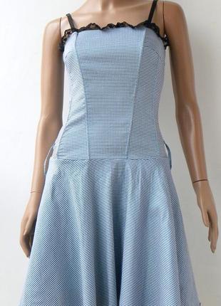 Cтильне плаття в біло-блакитну клітинку 42 розмір (36-й євророзмір).2 фото