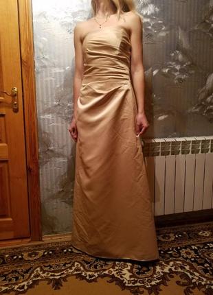 Вечернее, выпускное атласное платье в пол, размер 42-46 с1 фото