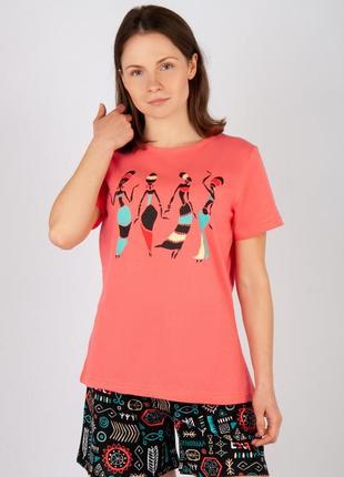 Легкая пижама женская, хлопковая пижама футболка и шорты, домашний комплект футболка и шорты, женская пищальная футболка и шорты, домашний комплект4 фото