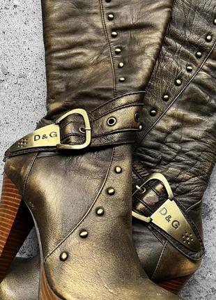 Dolce&amp;gabbana d&amp;g vintage rare leather boots luxury made in italy винтажные, премиальные, женские сапоги7 фото