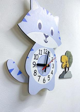 Детские часы настенные с маятником :: кот (33х28 см)