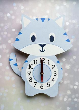 Дитячий годинник настінний з маятником :: кіт (33х28 см)1 фото