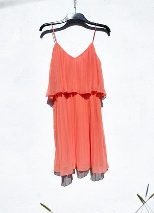 Яркое оранжевое летнее плиссированное платье nly trend англия2 фото