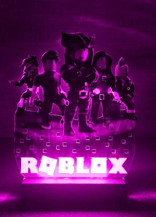 Ночник роблокс roblox с регулировкой освещения через пульт ду (чёрная подставка, дизайн 25)