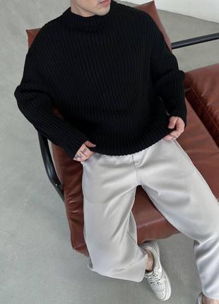 Вязаный чёрный свитер оверсайз чорний в‘язаний светр оверсайз2 фото