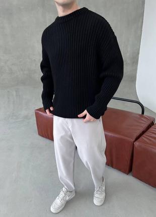 Вязаный чёрный свитер оверсайз чорний в‘язаний светр оверсайз6 фото