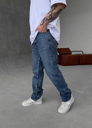 Мужские синие джинсы джинсовые штаны брюки широкие джинсы широкі джинси сині4 фото