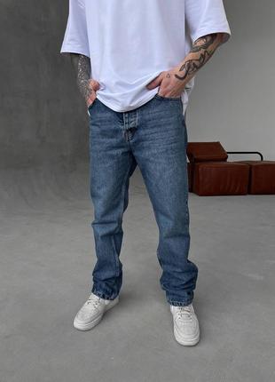 Мужские синие джинсы джинсовые штаны брюки широкие джинсы широкі джинси сині5 фото