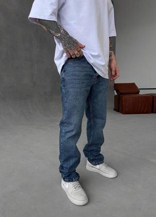 Мужские синие джинсы джинсовые штаны брюки широкие джинсы широкі джинси сині6 фото