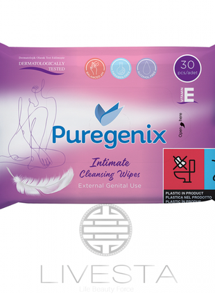 Вологі серветки для інтимної гігієни puregenix, 30 шт
