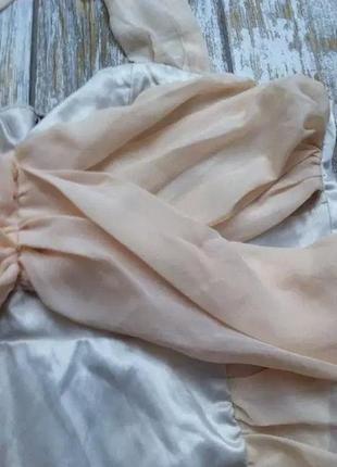 Стильное кремовое айвори платье бюстье в бельевом стиле с драпировкой l6 фото