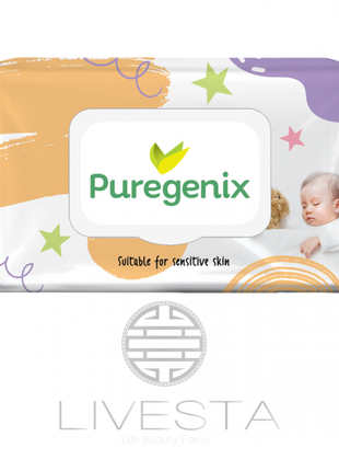 Вологі серветки для дітей puregenix, 72 шт2 фото