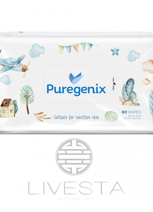 Влажные салфетки для детей puregenix, 80 шт