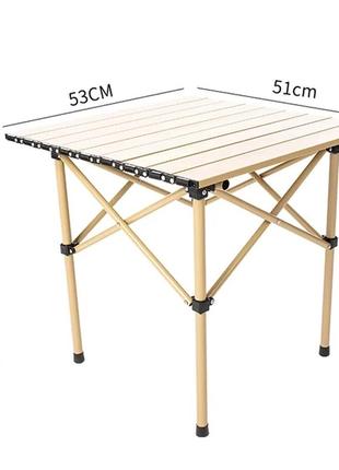 Стол прямоугольный складной для пикника в чехле 53x51x50 см туристический раскладной стол бежевый2 фото