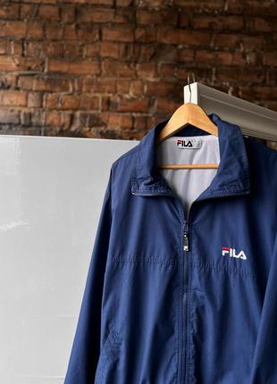 Fila vintage men’s blue 90s full zip long sleeve jacket y2k embroidered logo винтажная куртка2 фото