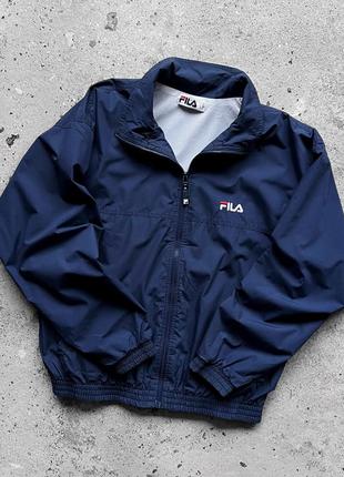 Fila vintage men’s blue 90s full zip long sleeve jacket y2k embroidered logo винтажная куртка4 фото