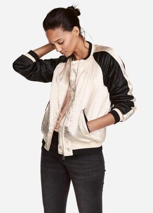 Бомбер h&m чорний з бежевим 36