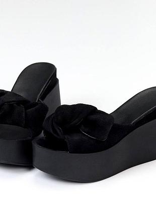 36-41 рр шлепанцы натуральная замша/ кожа на платформе черные, белые, красные, бежевые, голубые