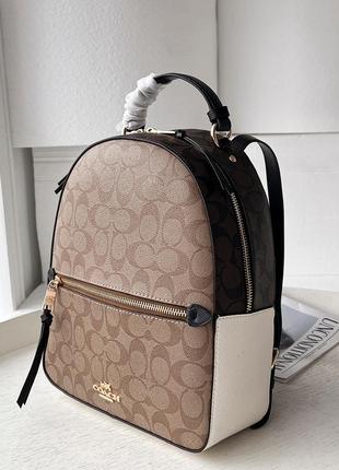 Останній рюкзак в стилі coach jordyn backpack 
beige/brown/white