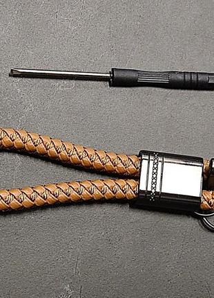Кожаные плетеные брелки с карабином для ключей, брелок на ключи косичка, кожаный плетеный шнурок7 фото