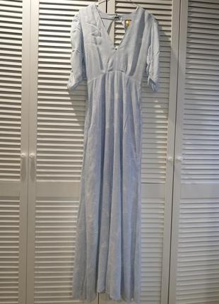 Макси платье, длинное голубое платье h&amp;m xs/s
