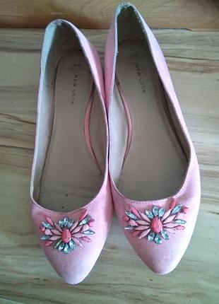 Стильные брендовые розовые балетки камни, размер 41