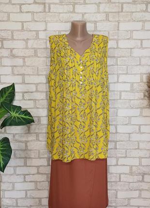 Новая нарядная шифоновая блуза в мелкий цветочный принт на жёлтом фоне, размер 6хл-7хл