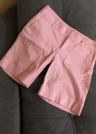 Стильные розовые шорты в белую полоску от zara 🤍1 фото