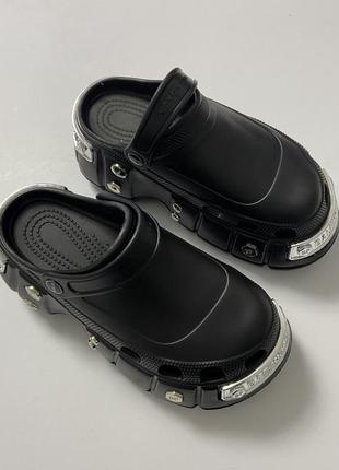 Сабо в стиле balenciaga x crocs hardcrocs черные кроксы тапочки4 фото