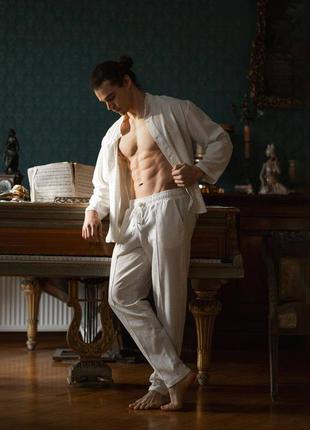 Лляний костюм штани сорочка з льону