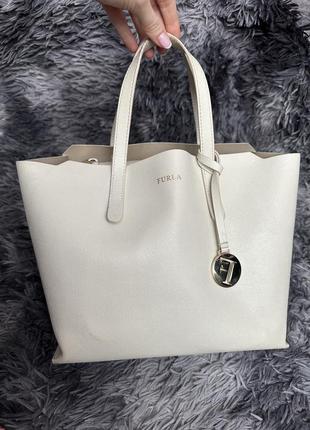 Furla sally tote saffiano оригинал кожаная сумка, натуральная кожа сафьяно1 фото